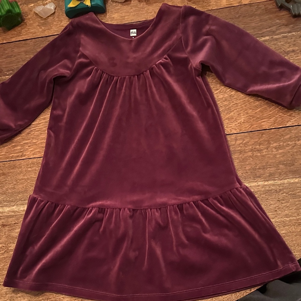 Tea Collection Velvet Dress in Deep Purple